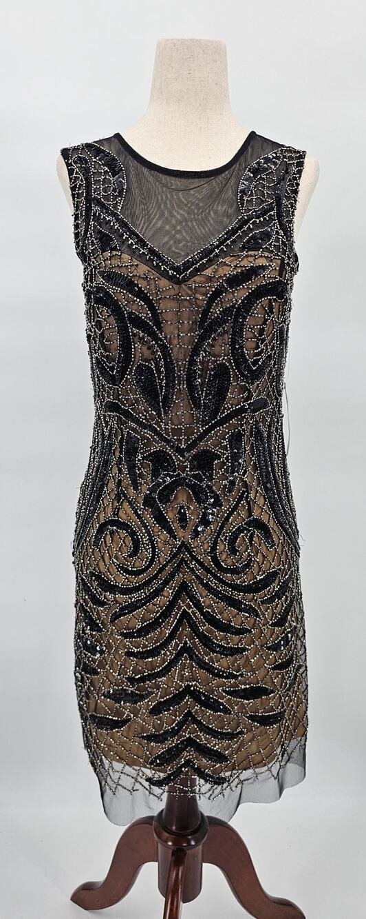 Venus Couture Size 4 Black Sheere Beaded Homecoming Formal Dress